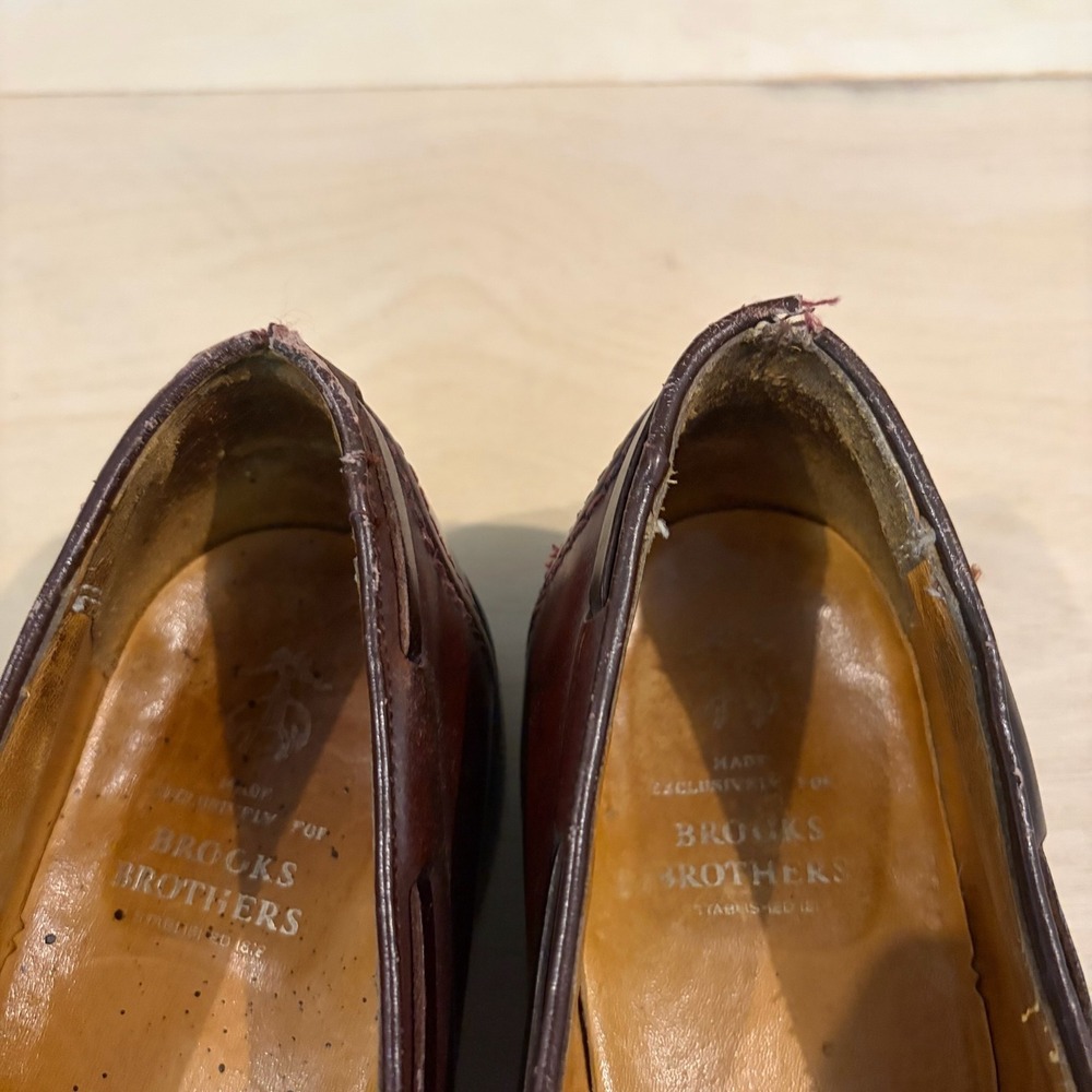Peal & Co Brooks Brothers Tassel Loafers Mens 10 C Brown Leather Dress Shoes JR - Picture 6 of 9